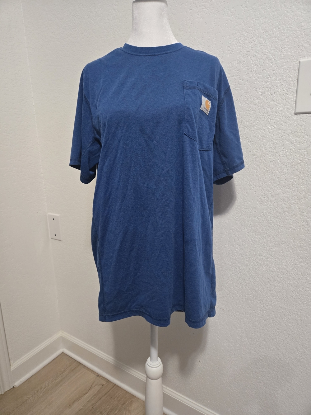 Carhartt Blue Short-Sleeve Pocket Tee with Logo Patch